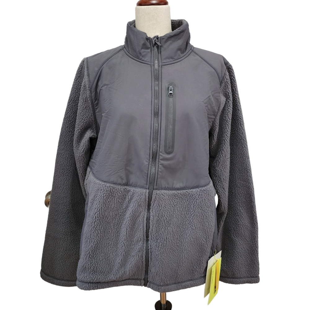 Size M All in‎ Motion Gray Mens Sherpa Fleece Jacket